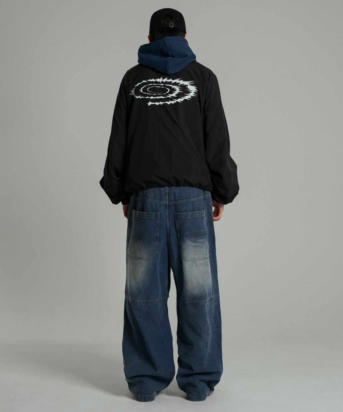 아이돈워너셀(IDWS) Cactus Pattern Maxi Denim Pants Indigo