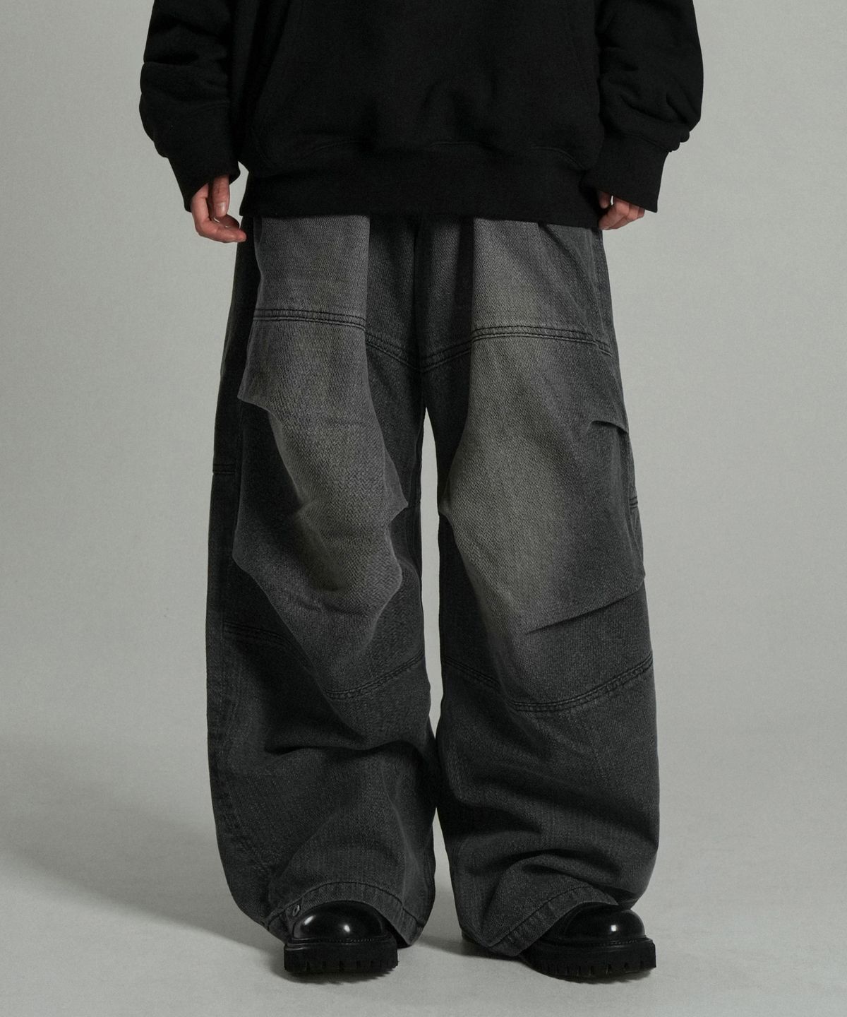아이돈워너셀(IDWS) Cactus Pattern Maxi Denim Pants Black