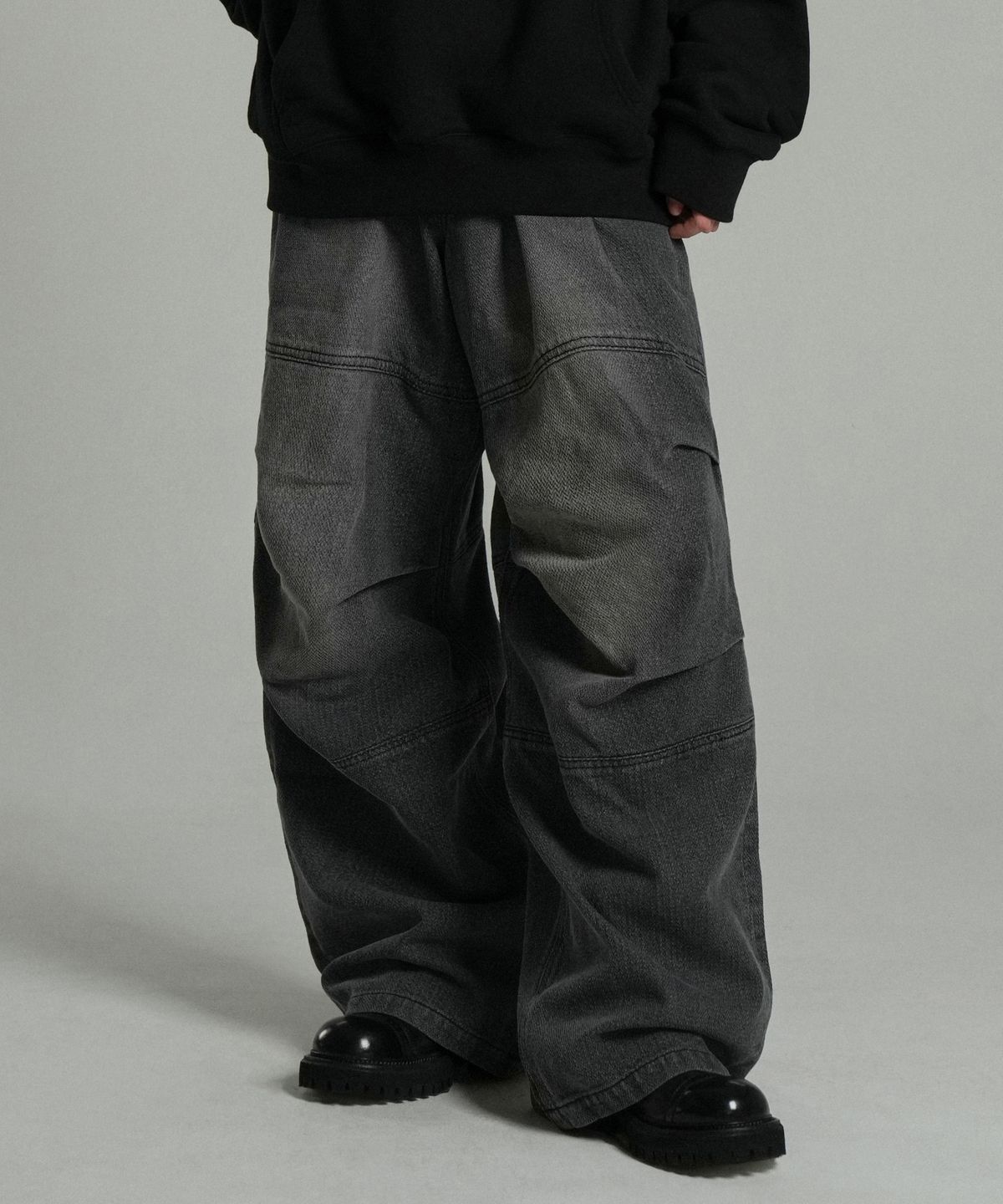 아이돈워너셀(IDWS) Cactus Pattern Maxi Denim Pants Black