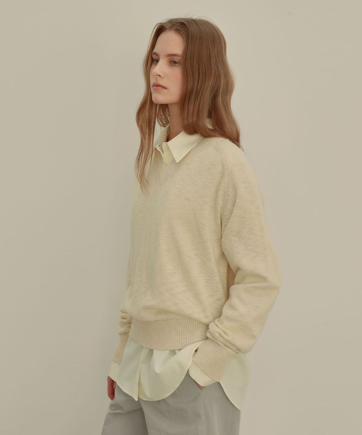 아우로(OURO) COTTON KNIT TOP [ BUTTER ]