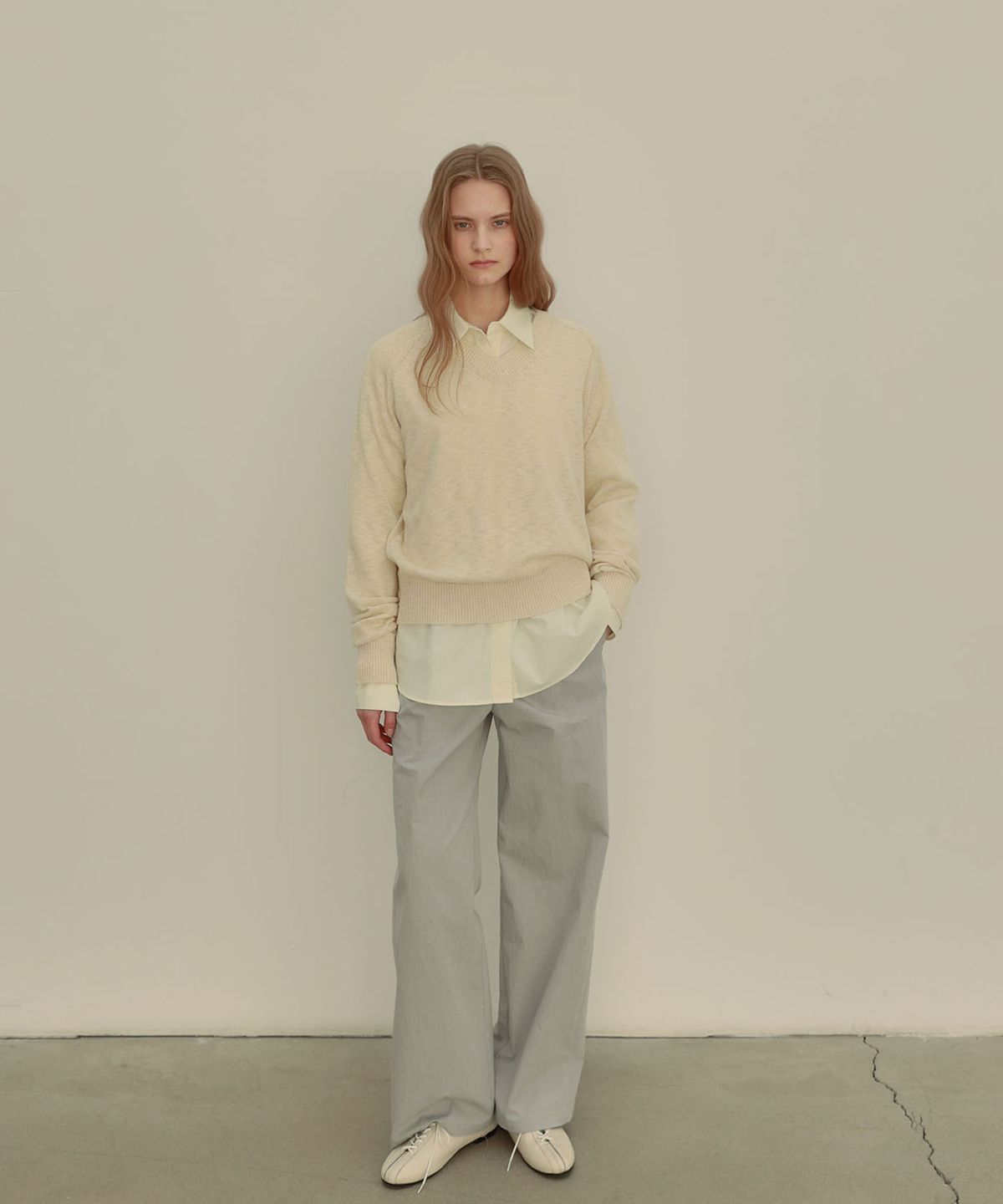 아우로(OURO) COTTON KNIT TOP [ BUTTER ]