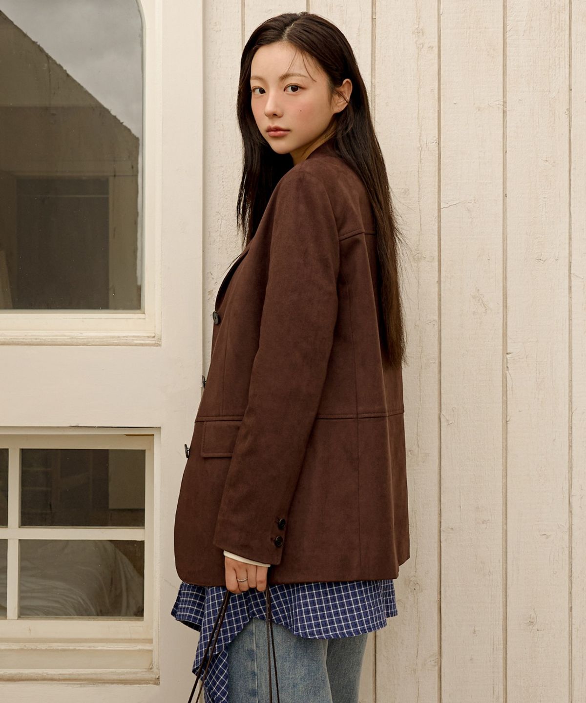 올리브 데 올리브(OLIVE DES OLIVE) 싱글 쓰리버튼 스웨이드 자켓 OL6XJ8800