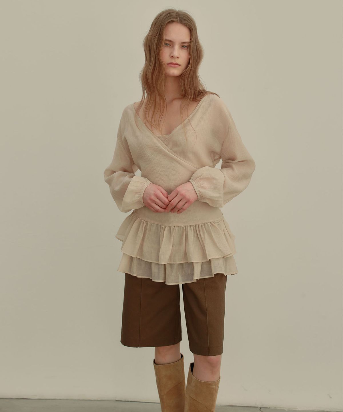 아우로(OURO) WASHING BERMUDA PANTS [ KHAKI ]