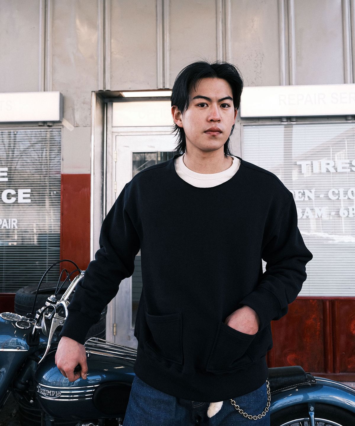 비디알(VDR) 2POCKET DAMAGED SWEAT PARKA [Deep Indigo]