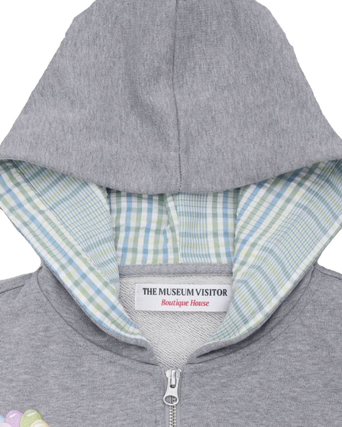 더뮤지엄비지터(THEMUSEUMVISITOR) RABBIT EMBROIDERY ZIPUP HOODIE (GREY)