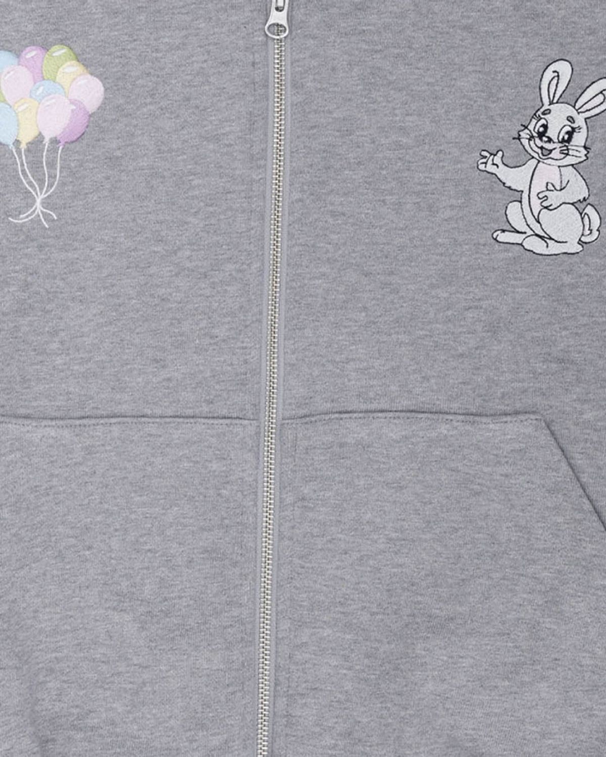 더뮤지엄비지터(THEMUSEUMVISITOR) RABBIT EMBROIDERY ZIPUP HOODIE (GREY)