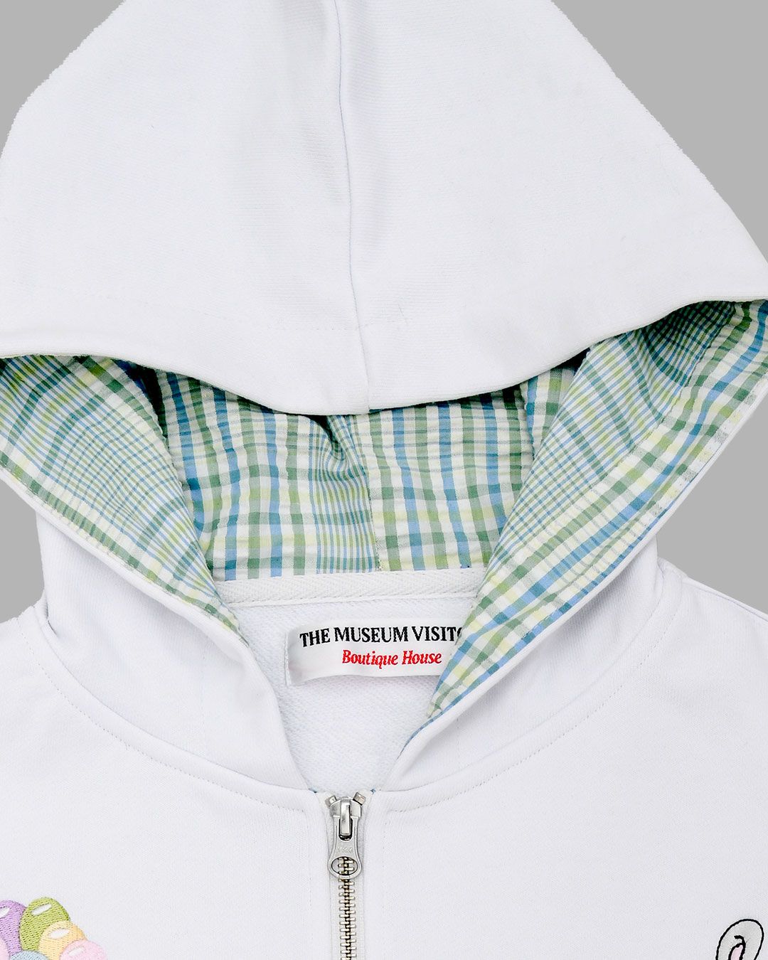 【THE MUSEUM VISITOR】 RABBIT EMBROIDERY ZIPUP HOODIE GREY THE MUSEUM VISITOR