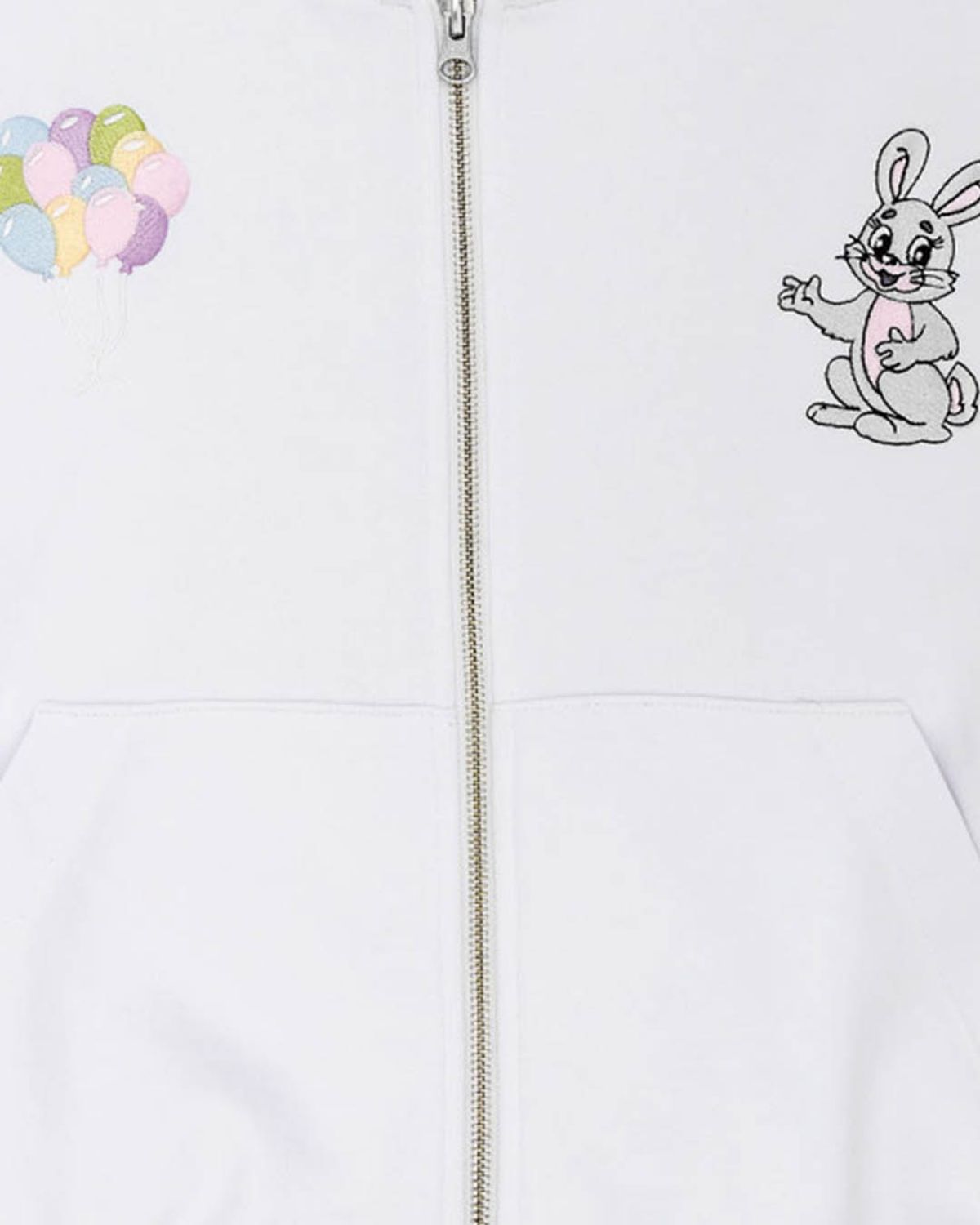 더뮤지엄비지터(THEMUSEUMVISITOR) RABBIT EMBROIDERY ZIPUP HOODIE (WHITE)