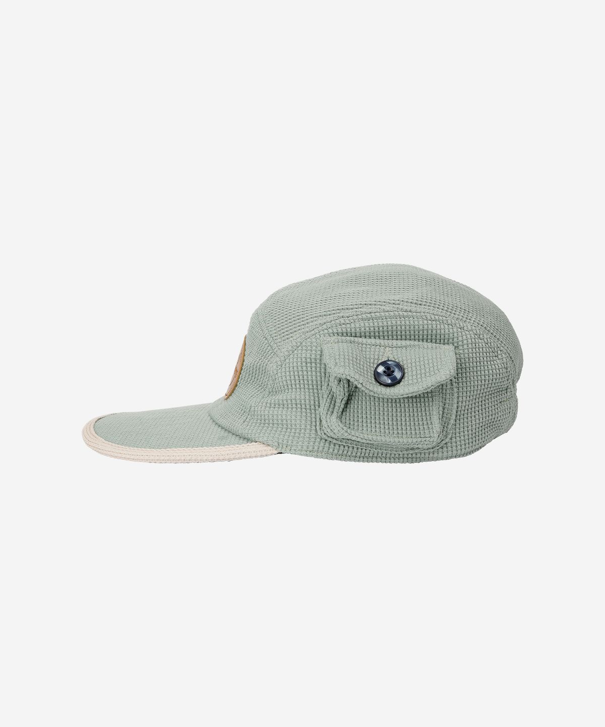 프라블럼올웨이즈(PROBLEMALLWAYS) Logo Leather Patch Waffle Camp Cap Pistachio