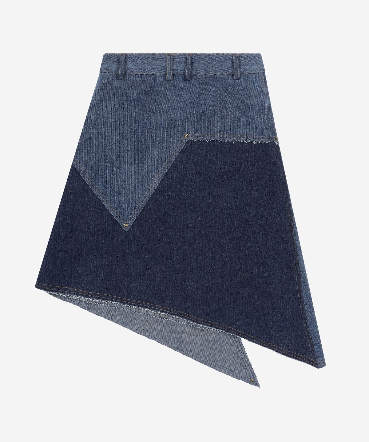 프라블럼올웨이즈(PROBLEMALLWAYS) Mixed Denim Star Wrap Skirt