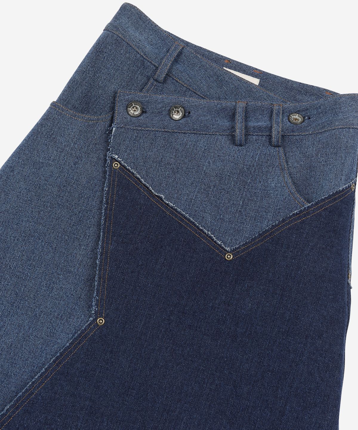 프라블럼올웨이즈(PROBLEMALLWAYS) Mixed Denim Star Wrap Skirt