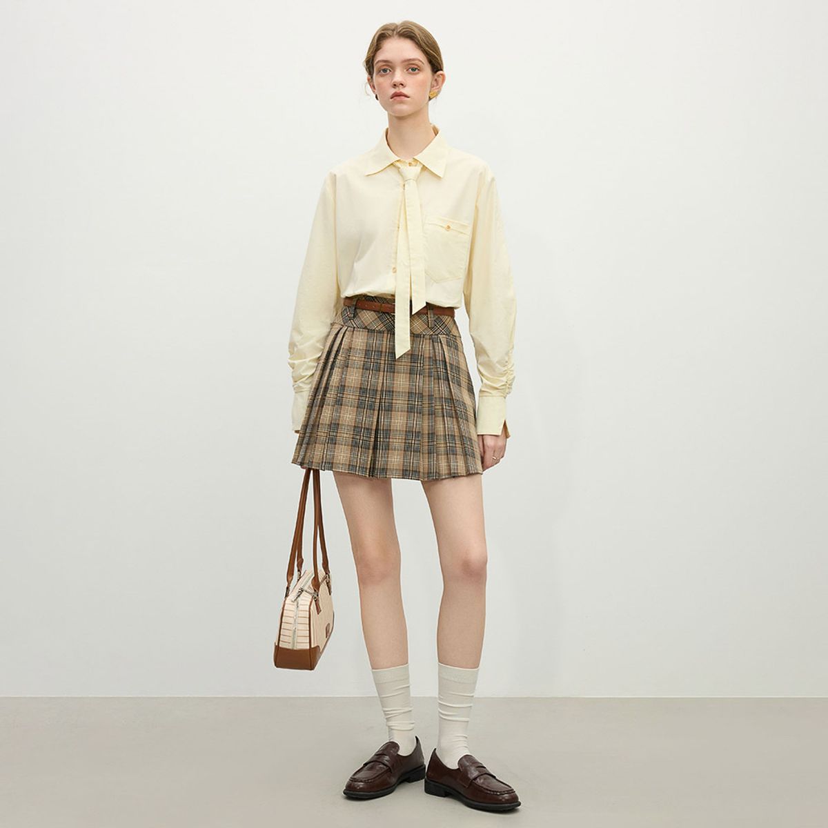 웬스데이딜라잇(WEDNESDAY DELIGHT) WD_Plaid a-line pleated skirt