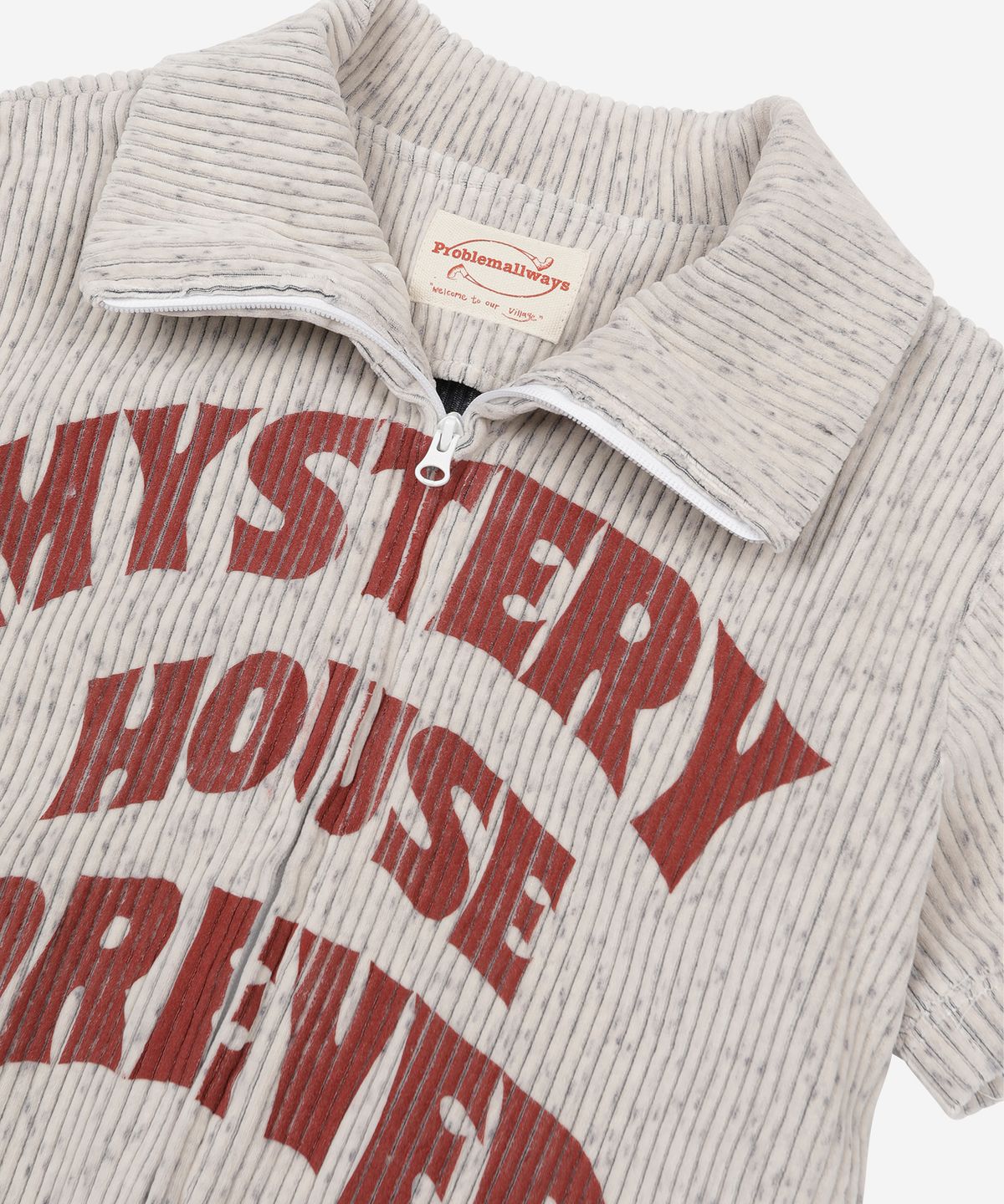 프라블럼올웨이즈(PROBLEMALLWAYS) Mystery House Forever Velvet Track Top Light Gray