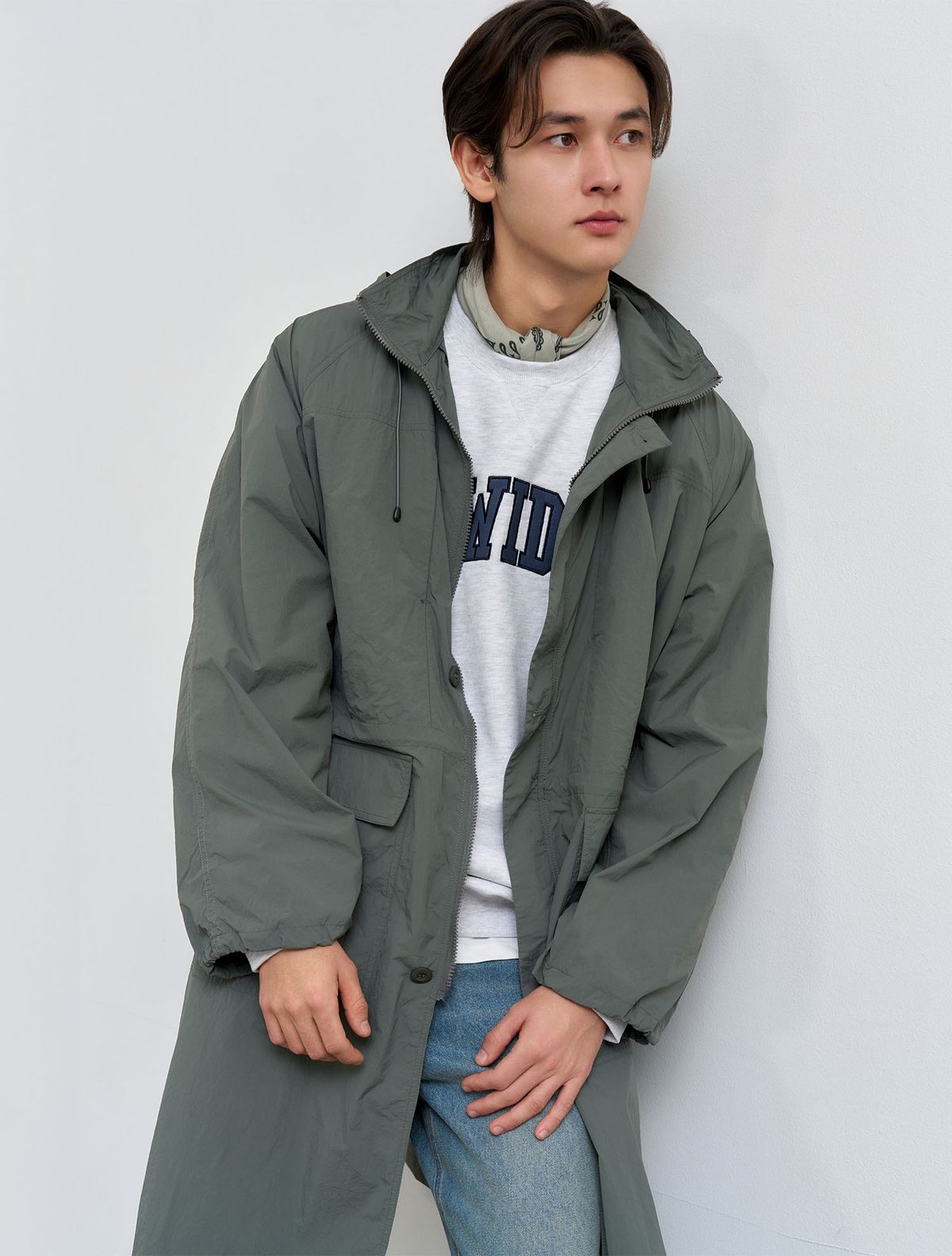 제너럴아이디어(GENERALIDEA) UNISEX 유틸리티 롱 사파리 점퍼 [GREY] / SBE1U07003
