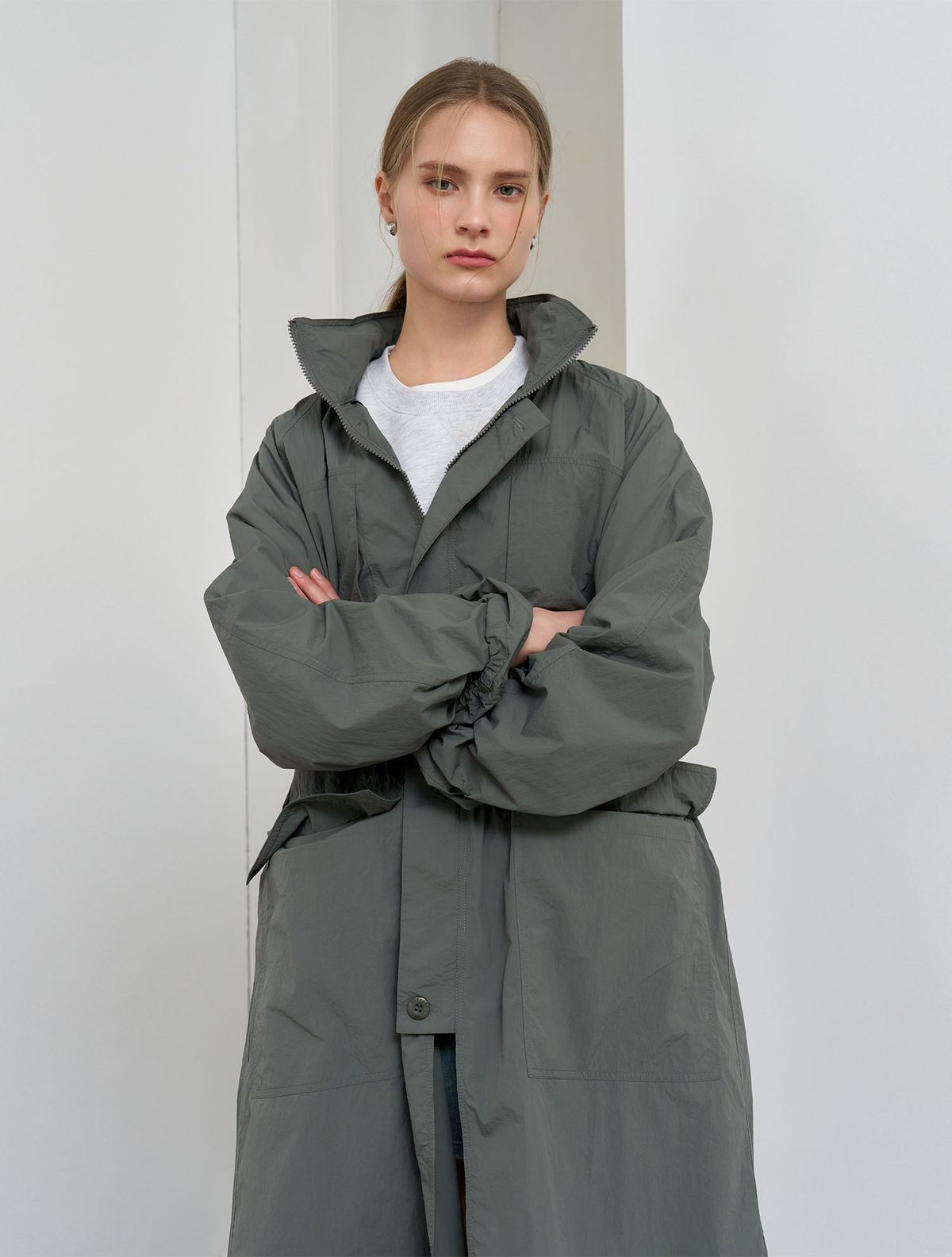 제너럴아이디어(GENERALIDEA) UNISEX 유틸리티 롱 사파리 점퍼 [GREY] / SBE1U07003