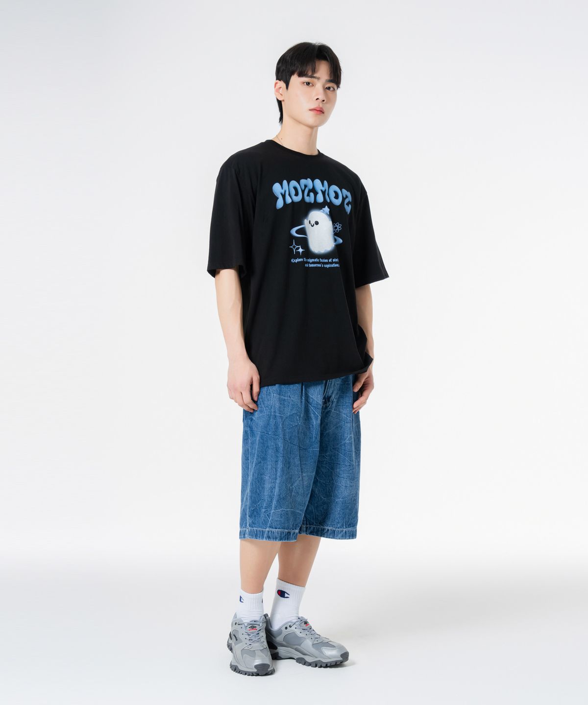 모즈모즈(MOZMOZ) 젤리부 오버핏 반팔티셔츠 블랙