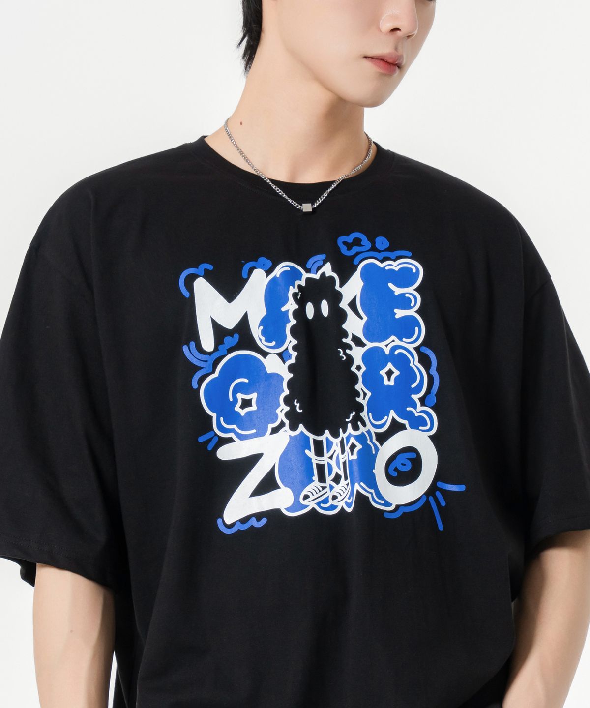모즈모즈(MOZMOZ) 모즈 클라우드 오버핏 반팔티셔츠 블랙