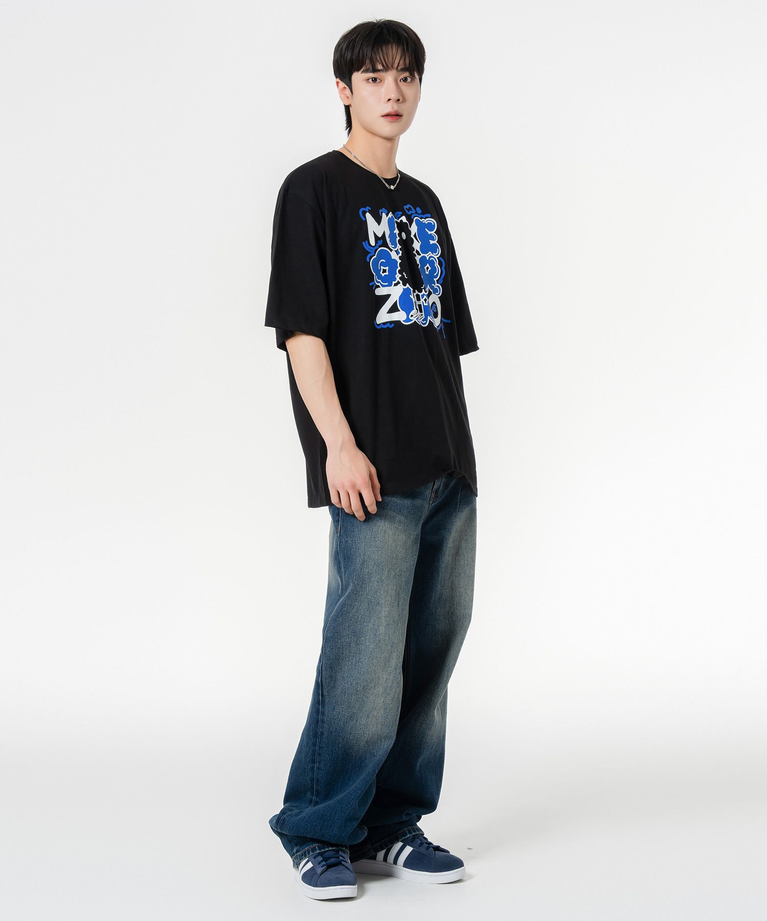 MUSINSA | MOZMOZ Moz Cloud Overfit Short Sleeve T-Shirt Black