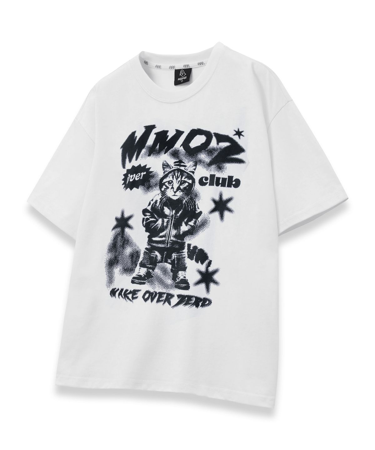 모즈모즈(MOZMOZ) 후디냥 오버핏 반팔티셔츠 화이트