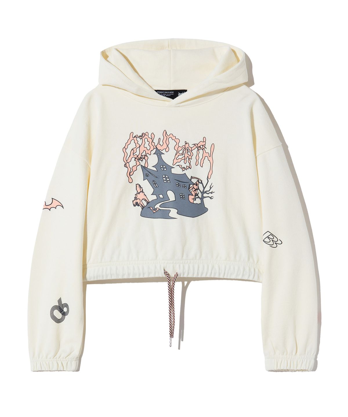 브라운브레스 키즈(BROWNBREATH KIDS) KIDS HAUNTED CROP HOODIE - CREAM