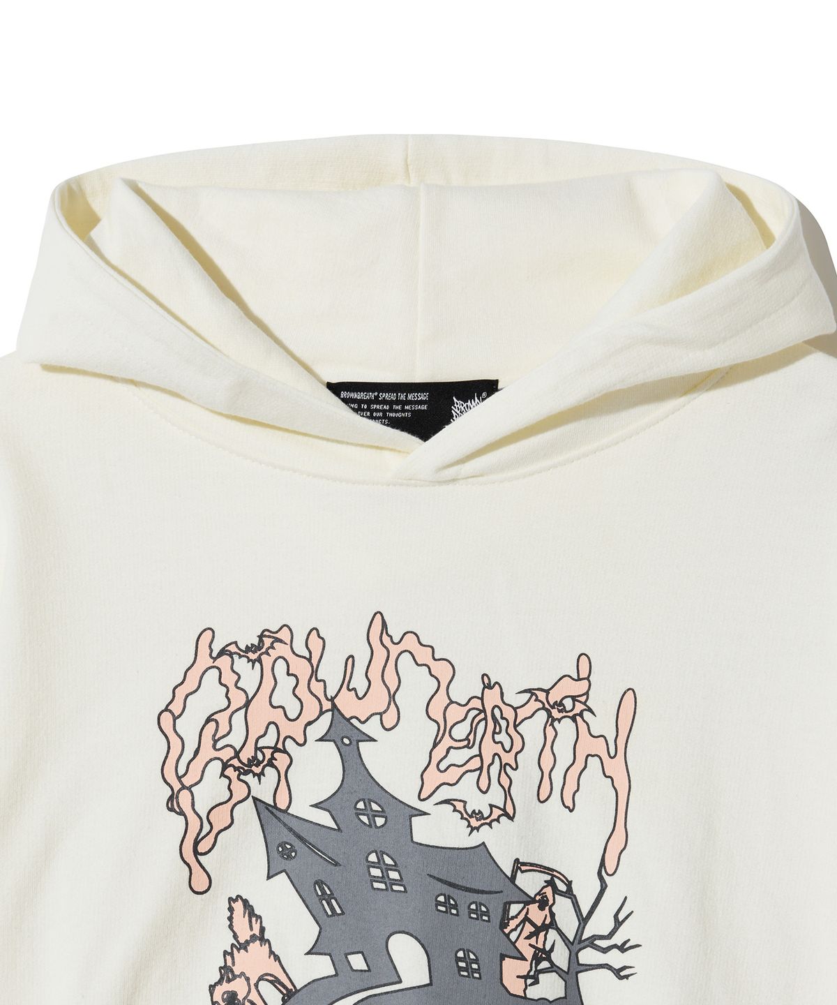 브라운브레스 키즈(BROWNBREATH KIDS) KIDS HAUNTED CROP HOODIE - CREAM