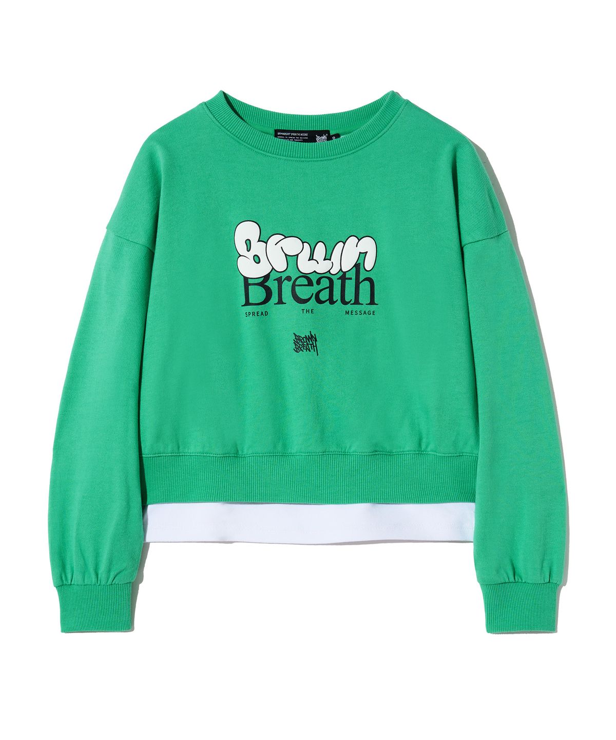 브라운브레스 키즈(BROWNBREATH KIDS) KIDS BREATH CROP CREWNECK - GREEN