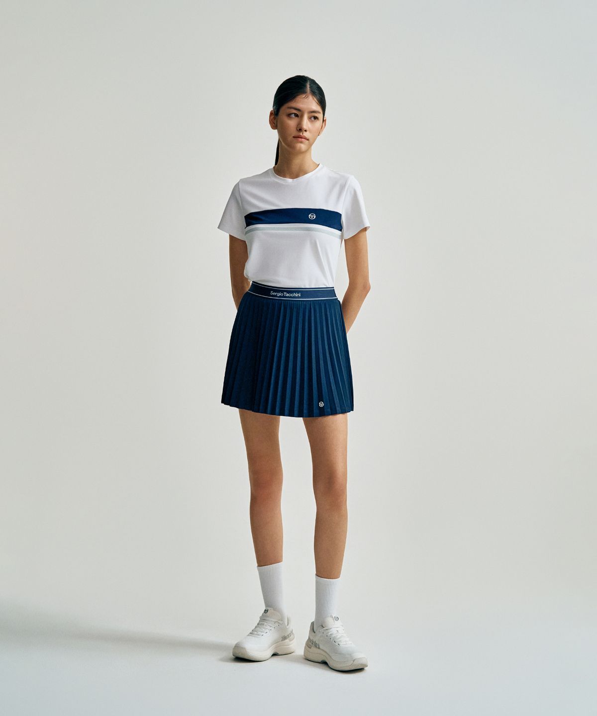 세르지오 타키니(SERGIO TACCHINI) W 레이프레쉬 다마린도 피케 반팔 티셔츠 (White)