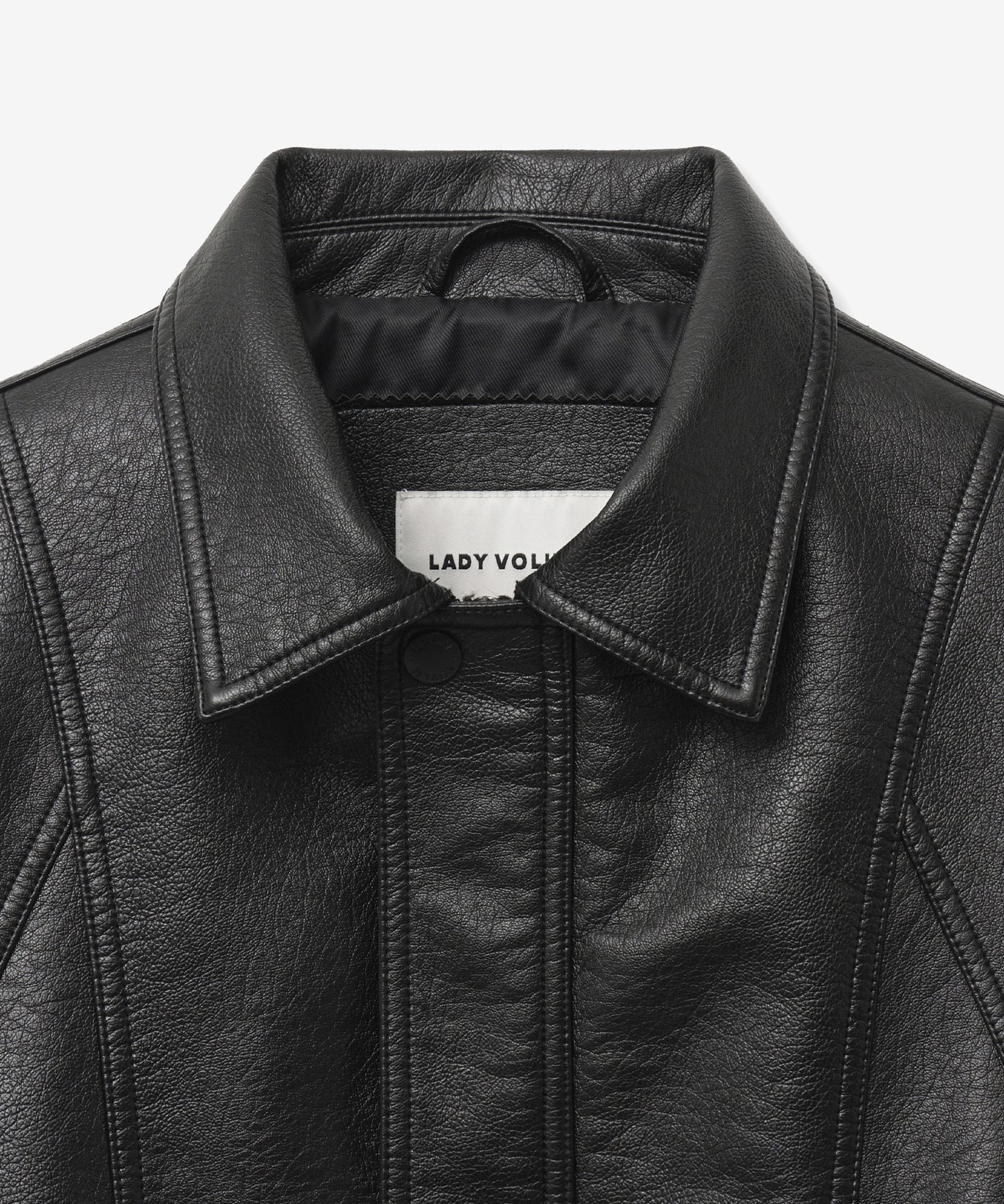 MUSINSA公式 | LADY VOLUME 9193 ウォッシングレザージャケット (ブラック)