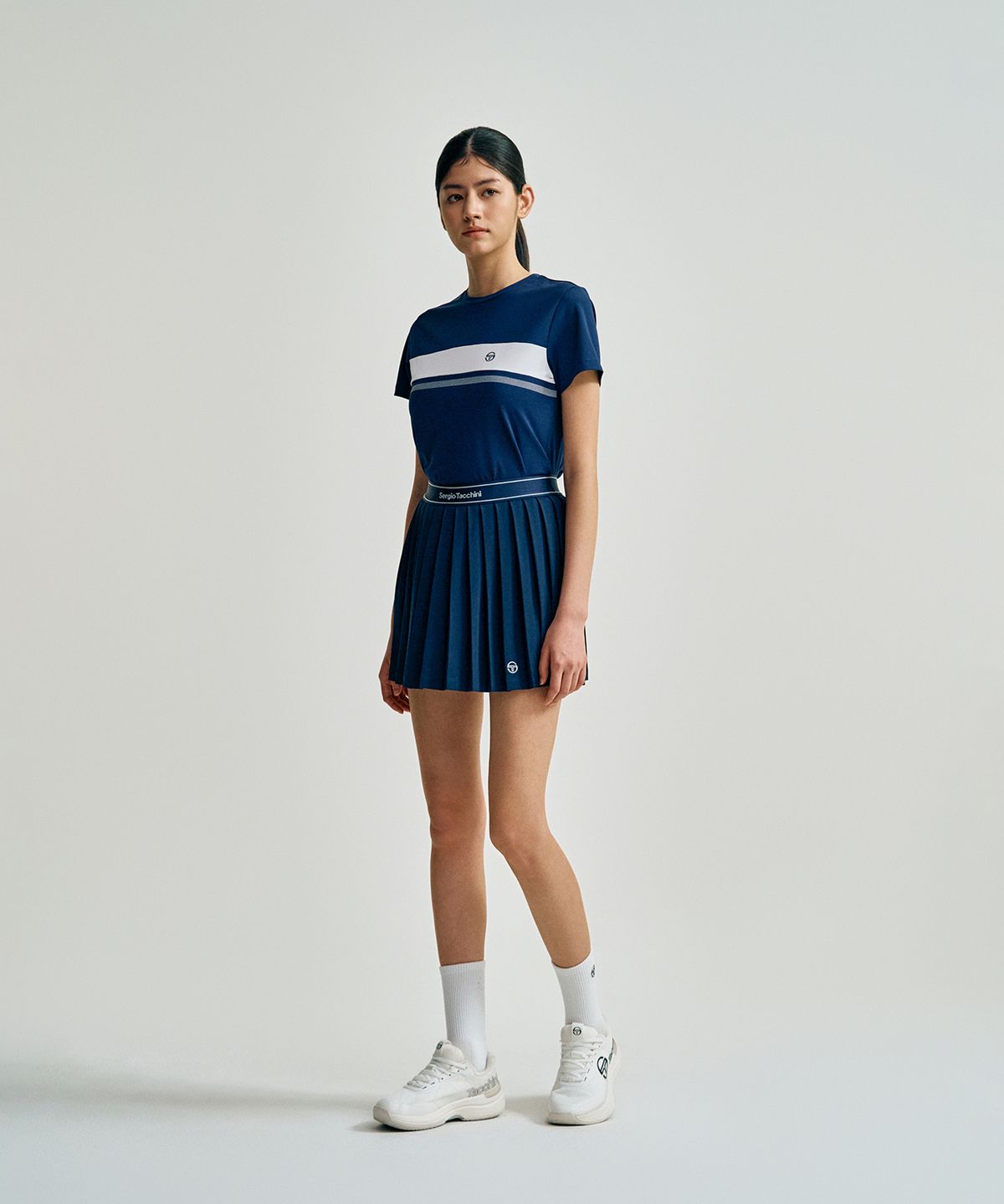 세르지오 타키니(SERGIO TACCHINI) W 레이프레쉬 다마린도 피케 반팔 티셔츠 (Navy)