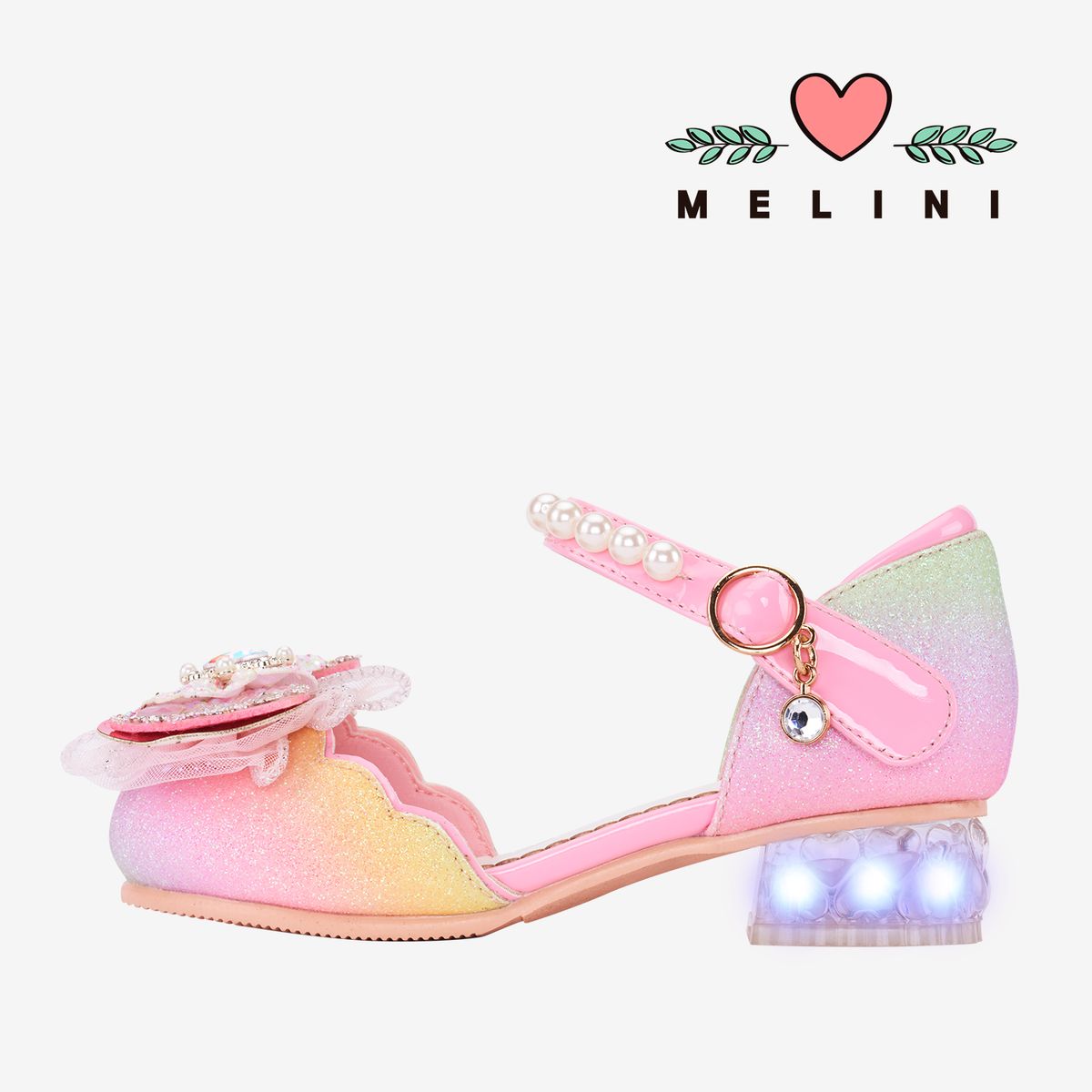 멜리니(MELINI) 여아구두 로미메이 LED-레인보우핑크