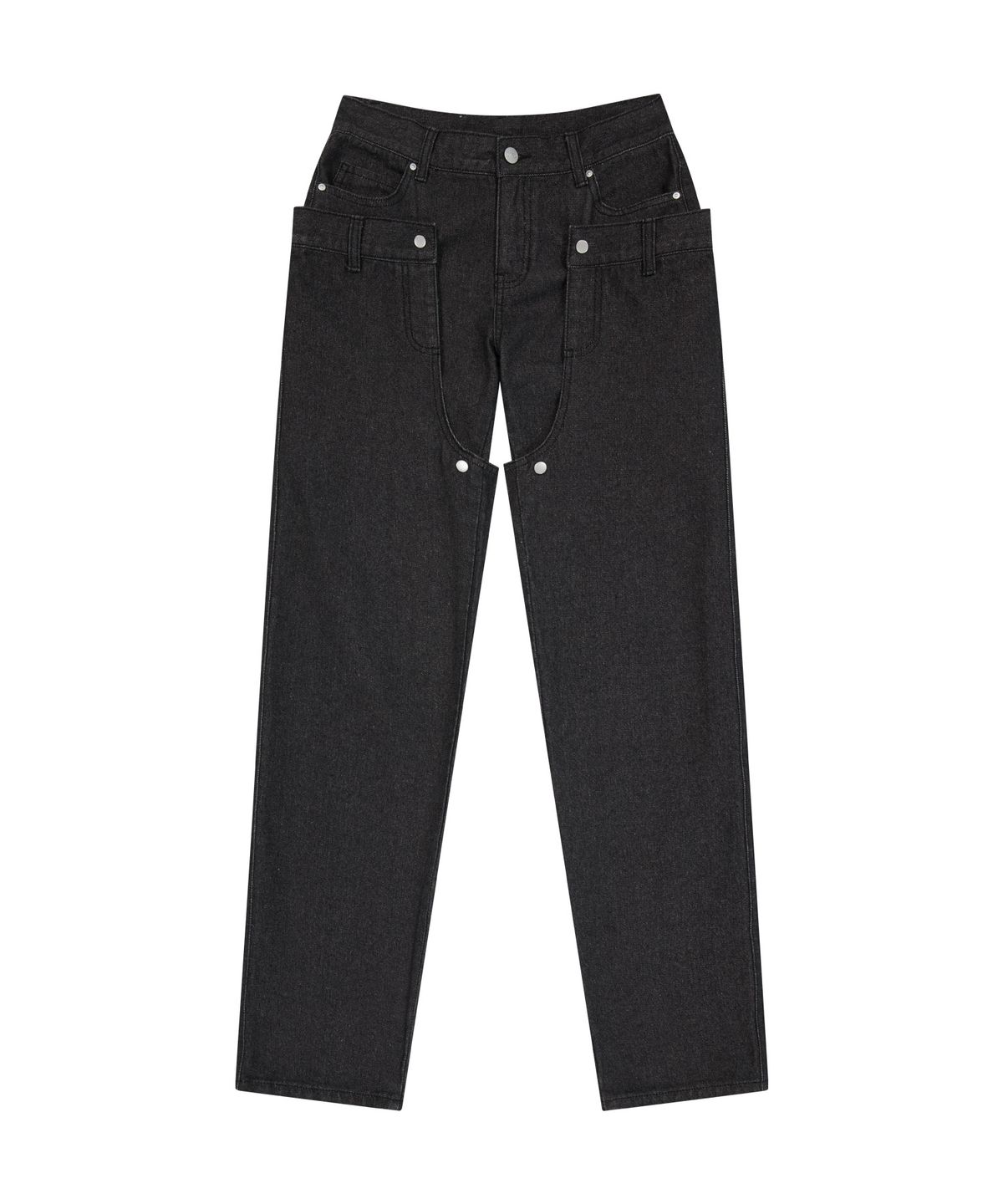 오호스(OJOS) Detachable Button Denim Pants / Black
