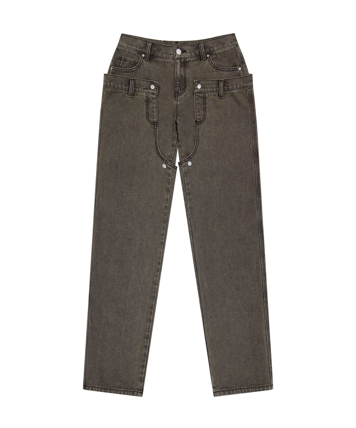 오호스(OJOS) Detachable Button Denim Pants / Khaki