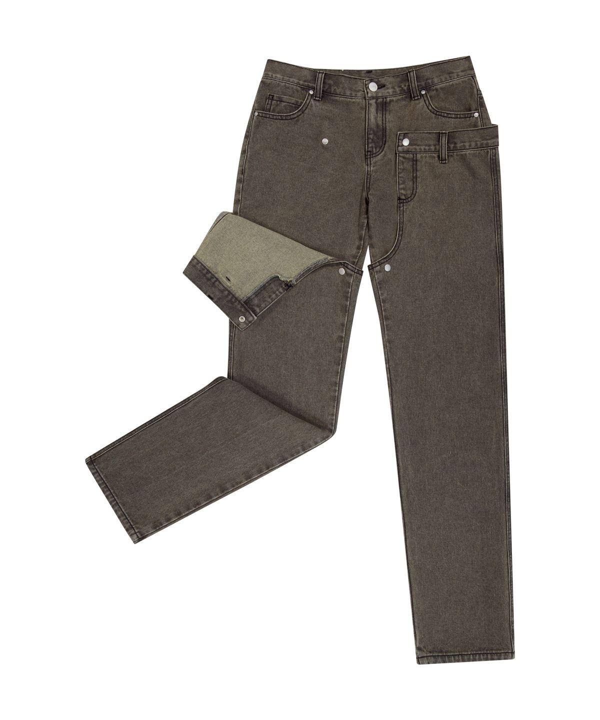 오호스(OJOS) Detachable Button Denim Pants / Khaki