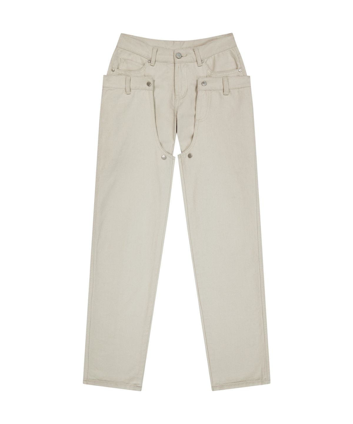 오호스(OJOS) Detachable Button Denim Pants / Beige