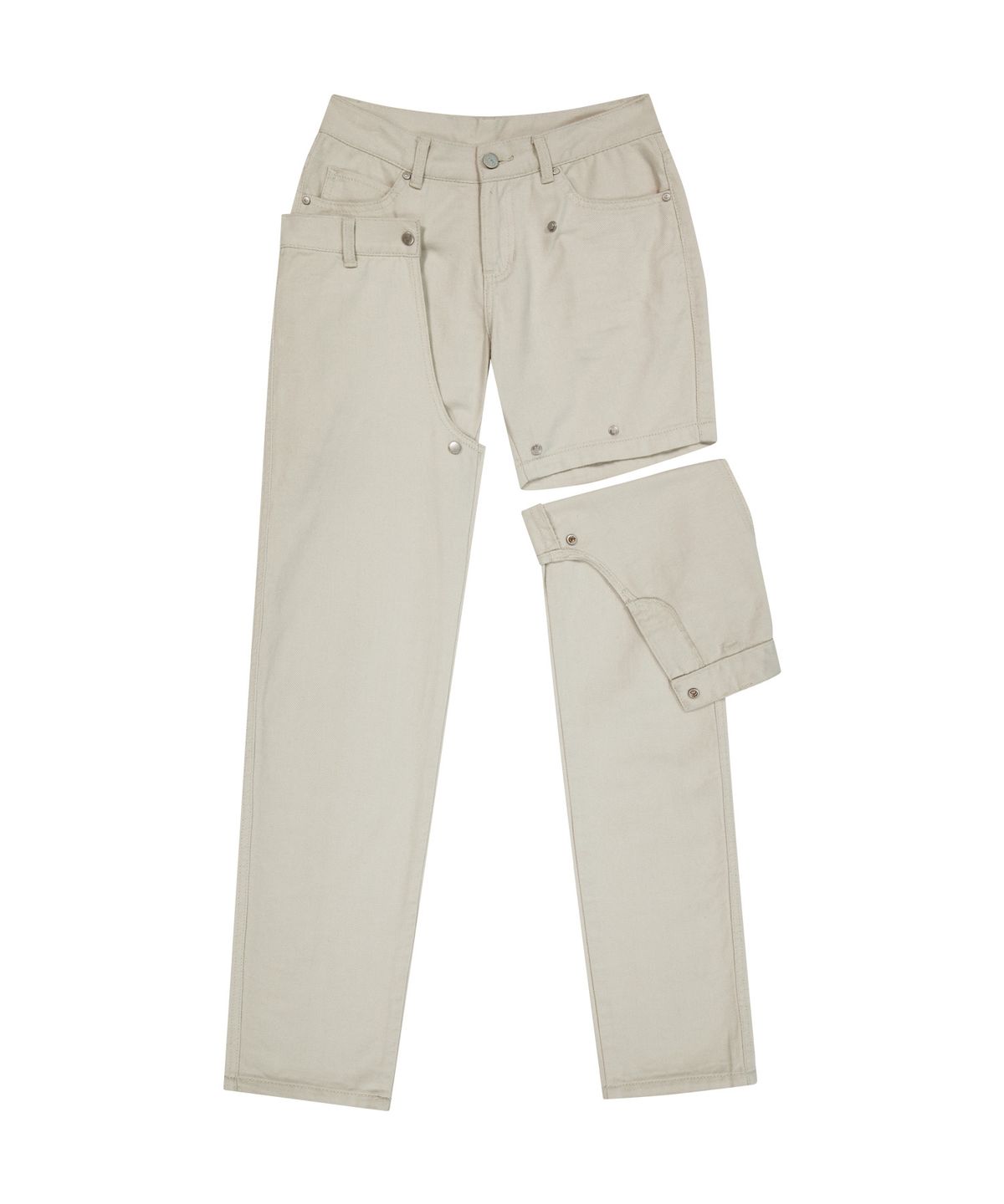오호스(OJOS) Detachable Button Denim Pants / Beige