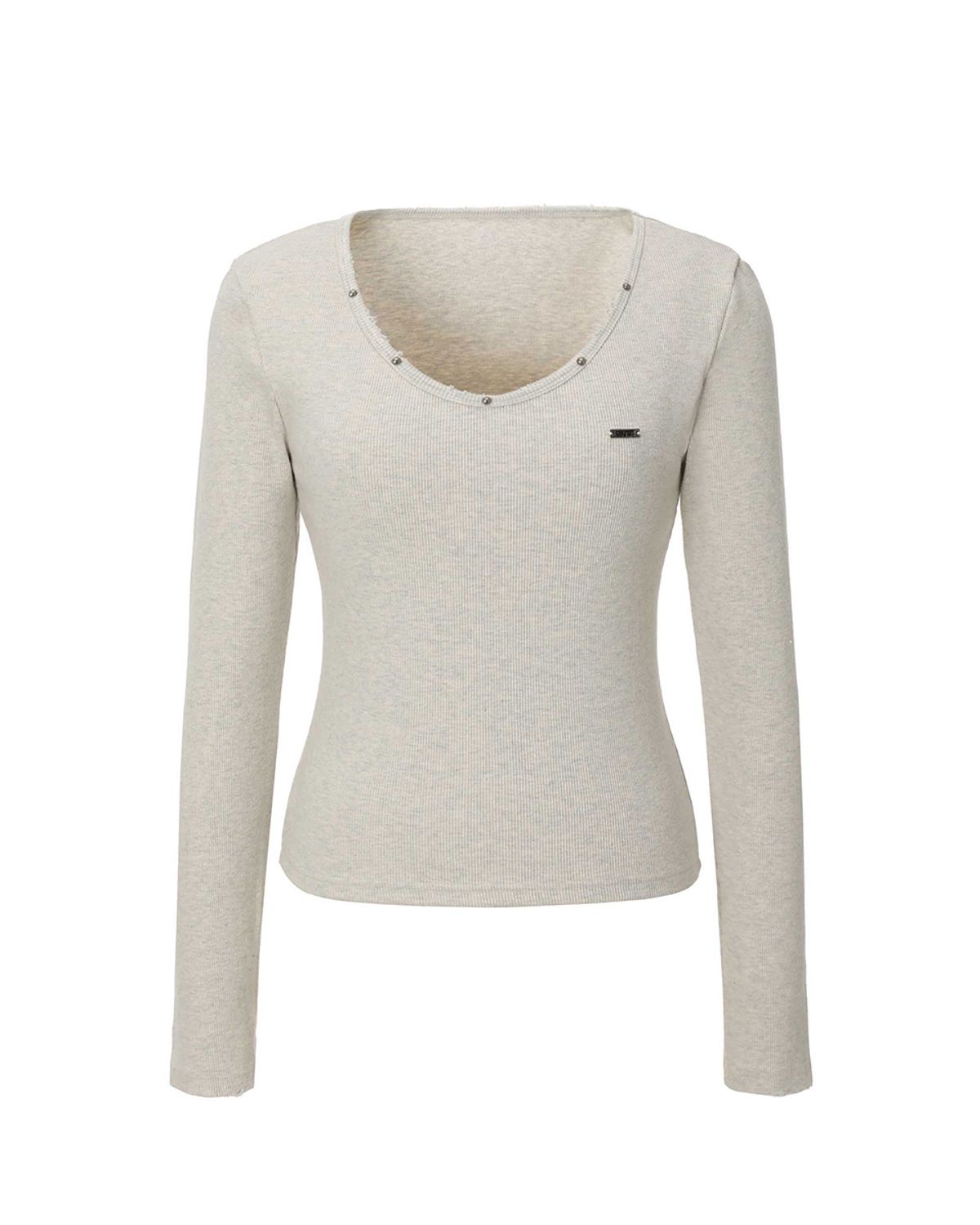 카키포인트(KHAKIPOINT) Damage Stud T-shirt (beige)