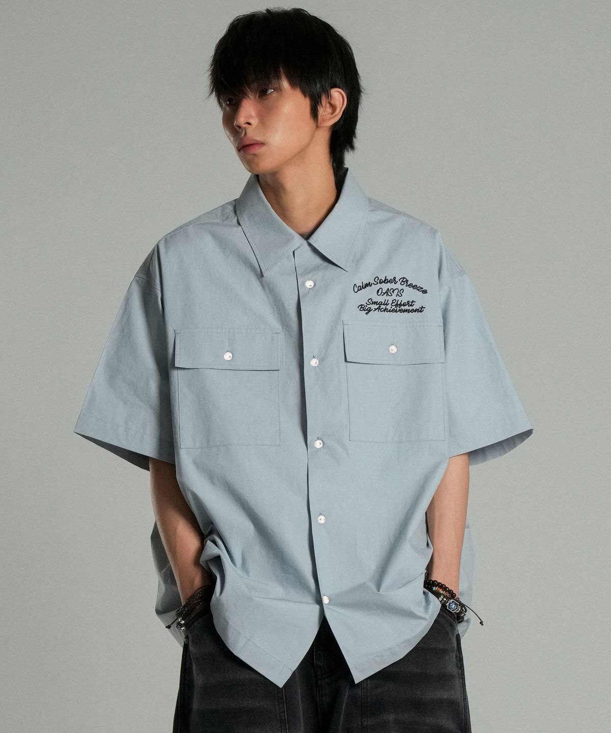 아이돈워너셀(IDWS) Ellim Half-Shirt Blue
