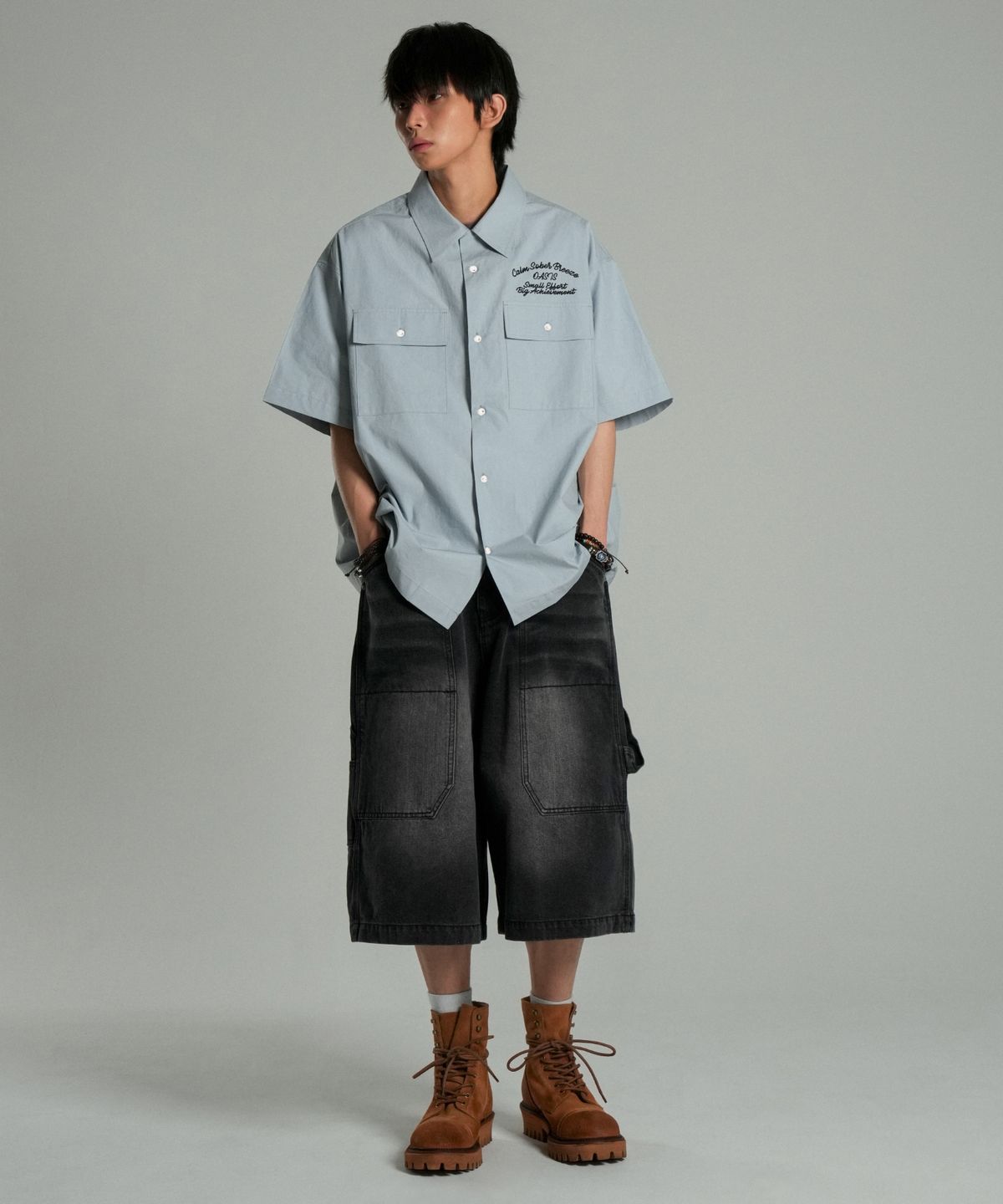 아이돈워너셀(IDWS) Ellim Half-Shirt Blue