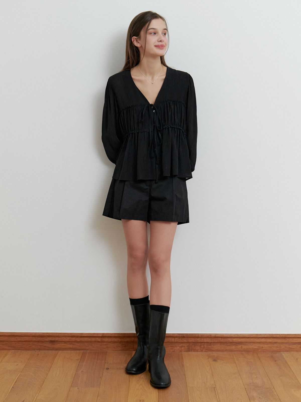 리엘(RE L) [15th] Creampuff blouse (black)