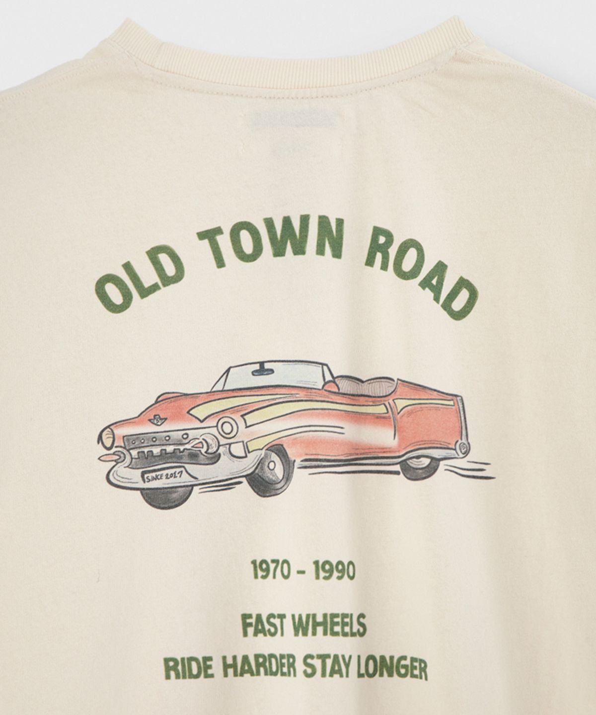 벌스데이수트(BIRTHDAYSUIT) OLD CAR T-SHIRT (IVORY)