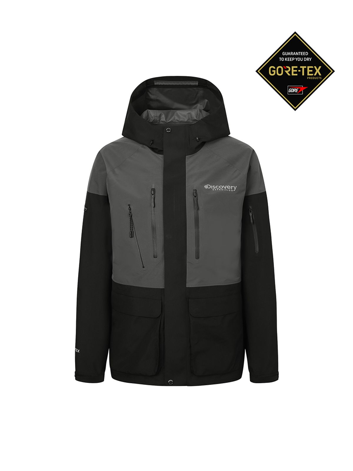 디스커버리 익스페디션(DISCOVERY EXPEDITION) 남성 고어텍스 팩라이트 2.5L 컬러블럭 방수자켓 (D/GREY)