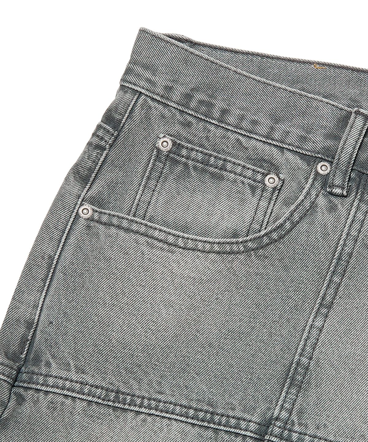 위캔더스(WKNDRS) PATCH WORK DENIM SHORTS (GREY)