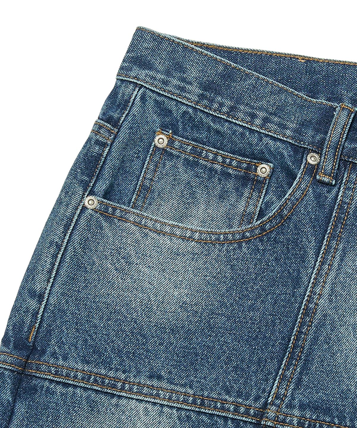 위캔더스(WKNDRS) PATCH WORK DENIM SHORTS (DENIM)