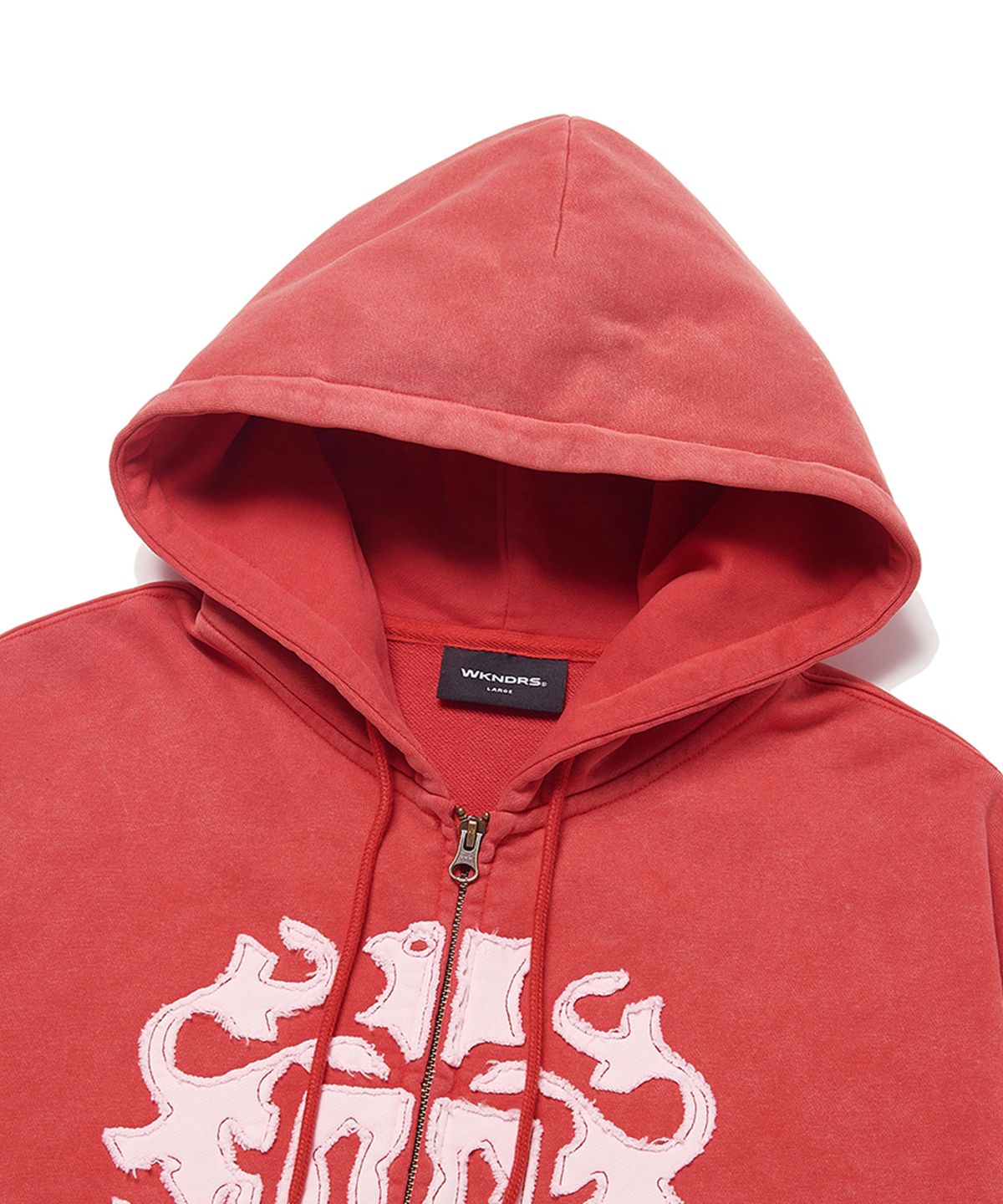 위캔더스(WKNDRS) APPLIQUE ZIPUP HOODIE (L.RED)