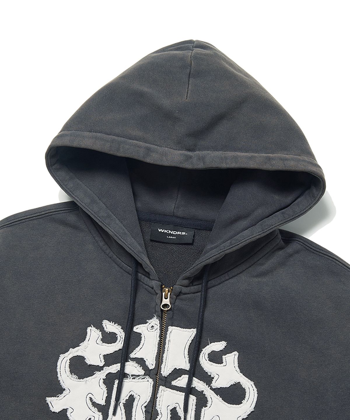 위캔더스(WKNDRS) APPLIQUE ZIPUP HOODIE (CHARCOAL)
