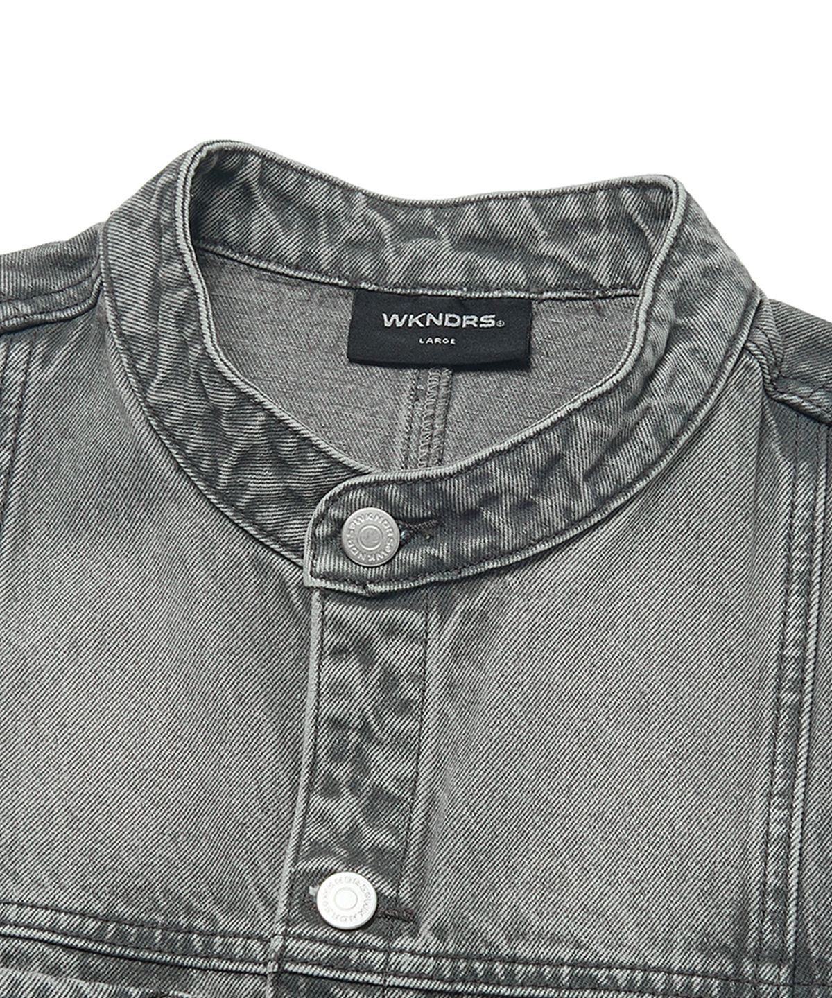 위캔더스(WKNDRS) PATCH WORK DENIM VEST (GREY)