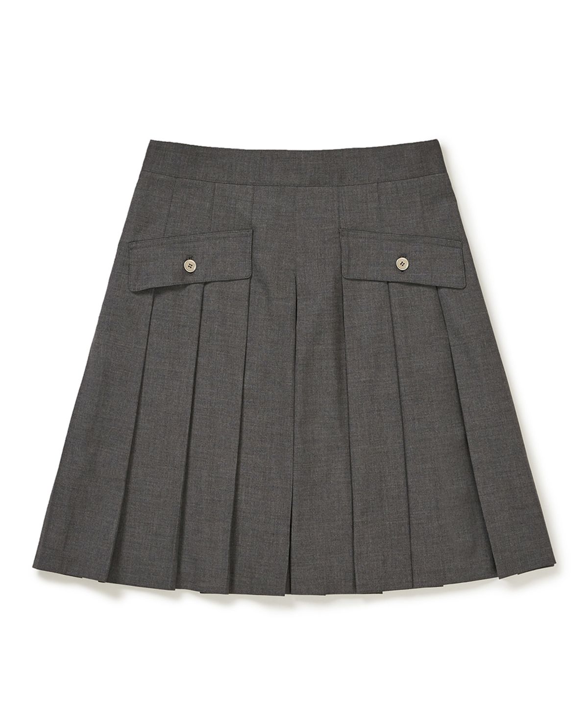 클로브(CLOVE) [25SS clove] Button Pocket Pleated Skirt (Charcoal)
