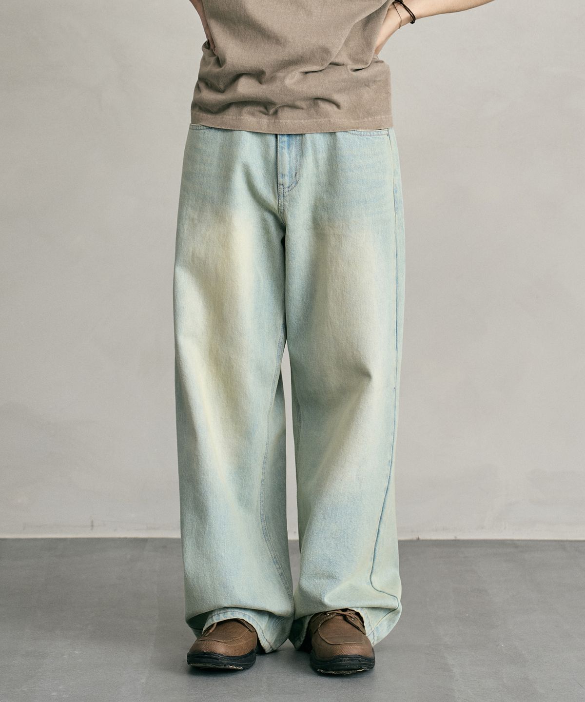 데케트(DECET) Tin Washed Wide Jeans DCPT059GNBlueB