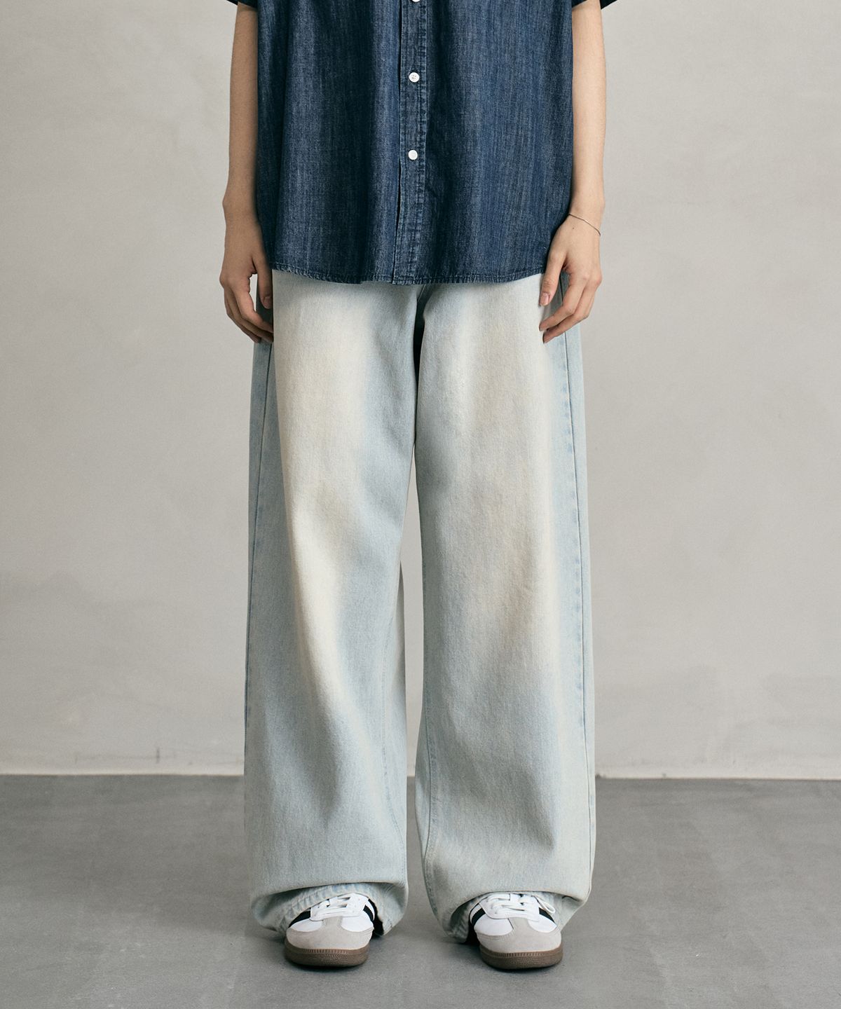 데케트(DECET) Tin Washed Wide Jeans DCPT059IceBlueB