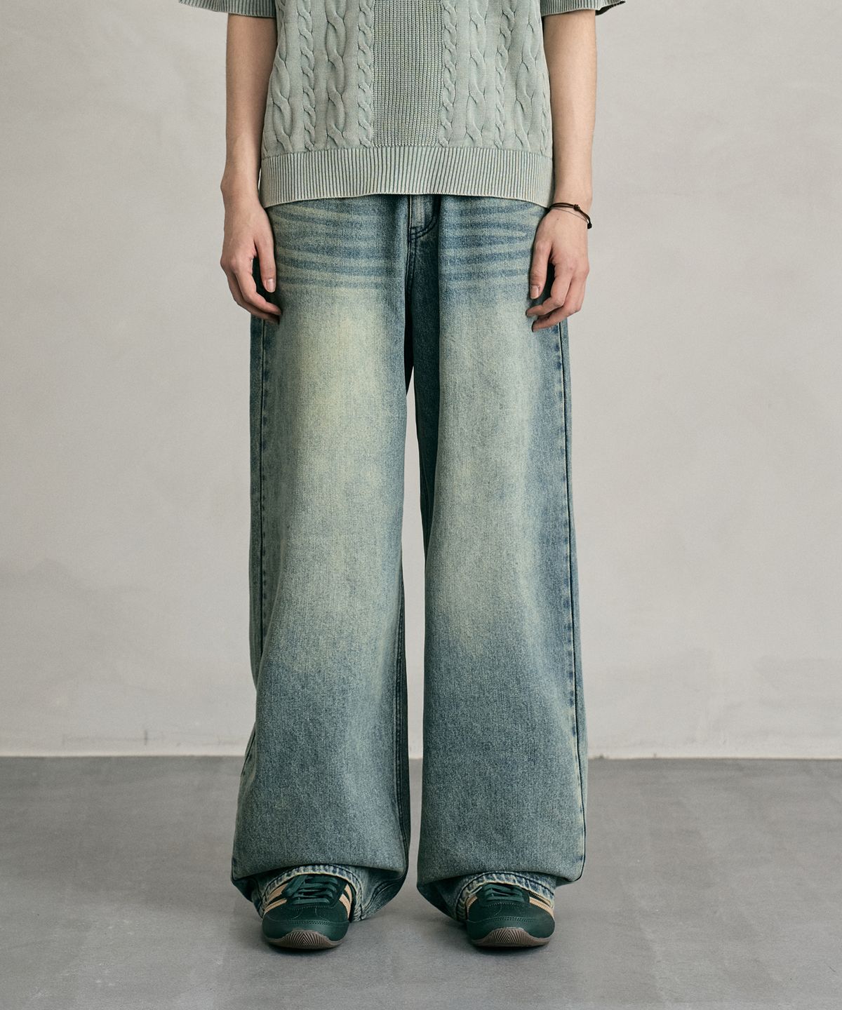 데케트(DECET) Tin Washed Wide Jeans DCPT059RustGreen